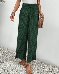High-waisted women's trousers with geometric pattern – Sapphira