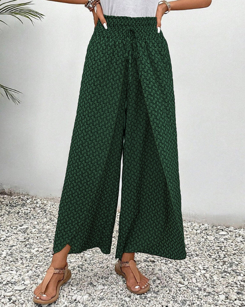 High-waisted women's trousers with geometric pattern – Sapphira