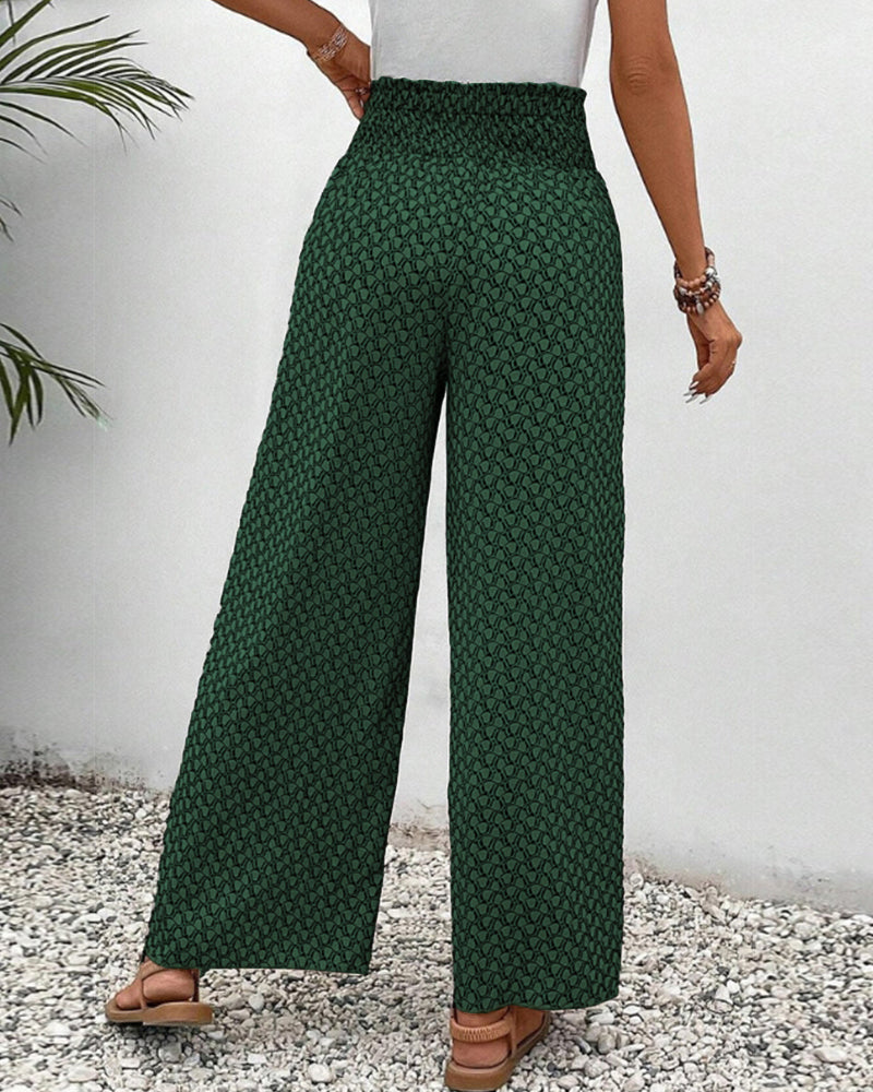 High-waisted women's trousers with geometric pattern – Sapphira