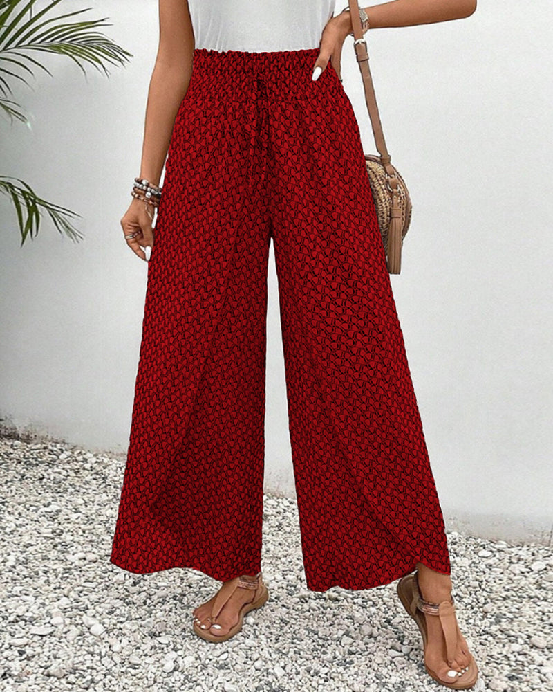 High-waisted women's trousers with geometric pattern – Sapphira