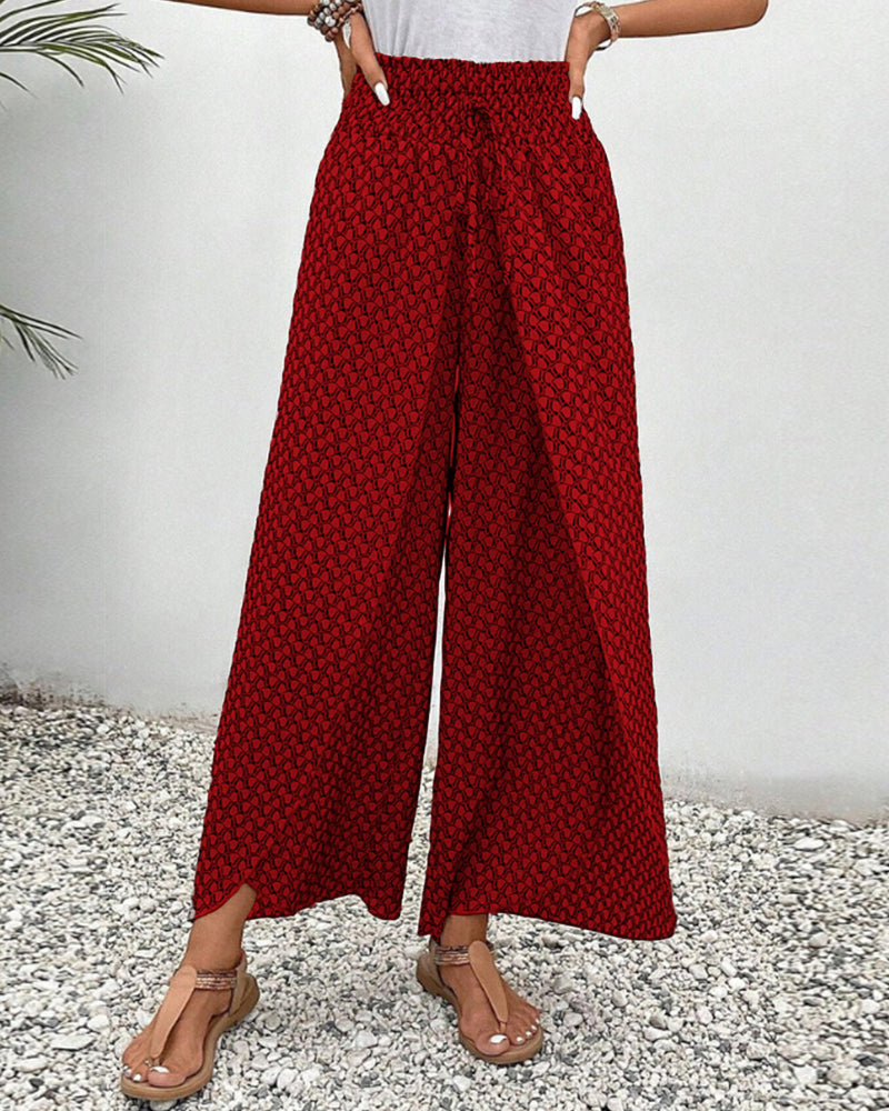 High-waisted women's trousers with geometric pattern – Sapphira