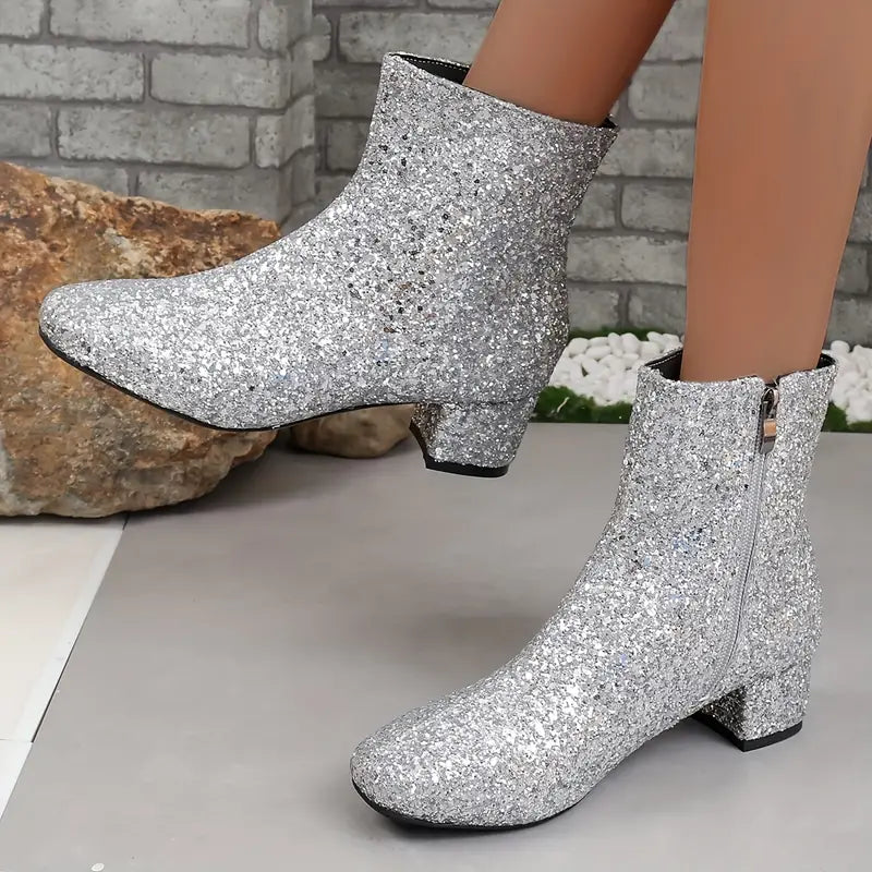 Ladies' Glitter Ankle Boots with Heel – Raelene
