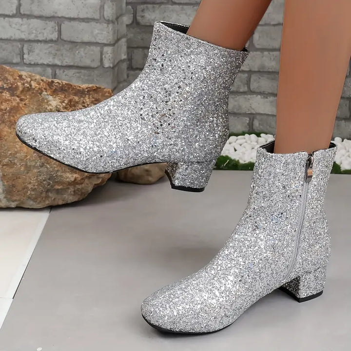 Ladies' Glitter Ankle Boots with Heel – Raelene