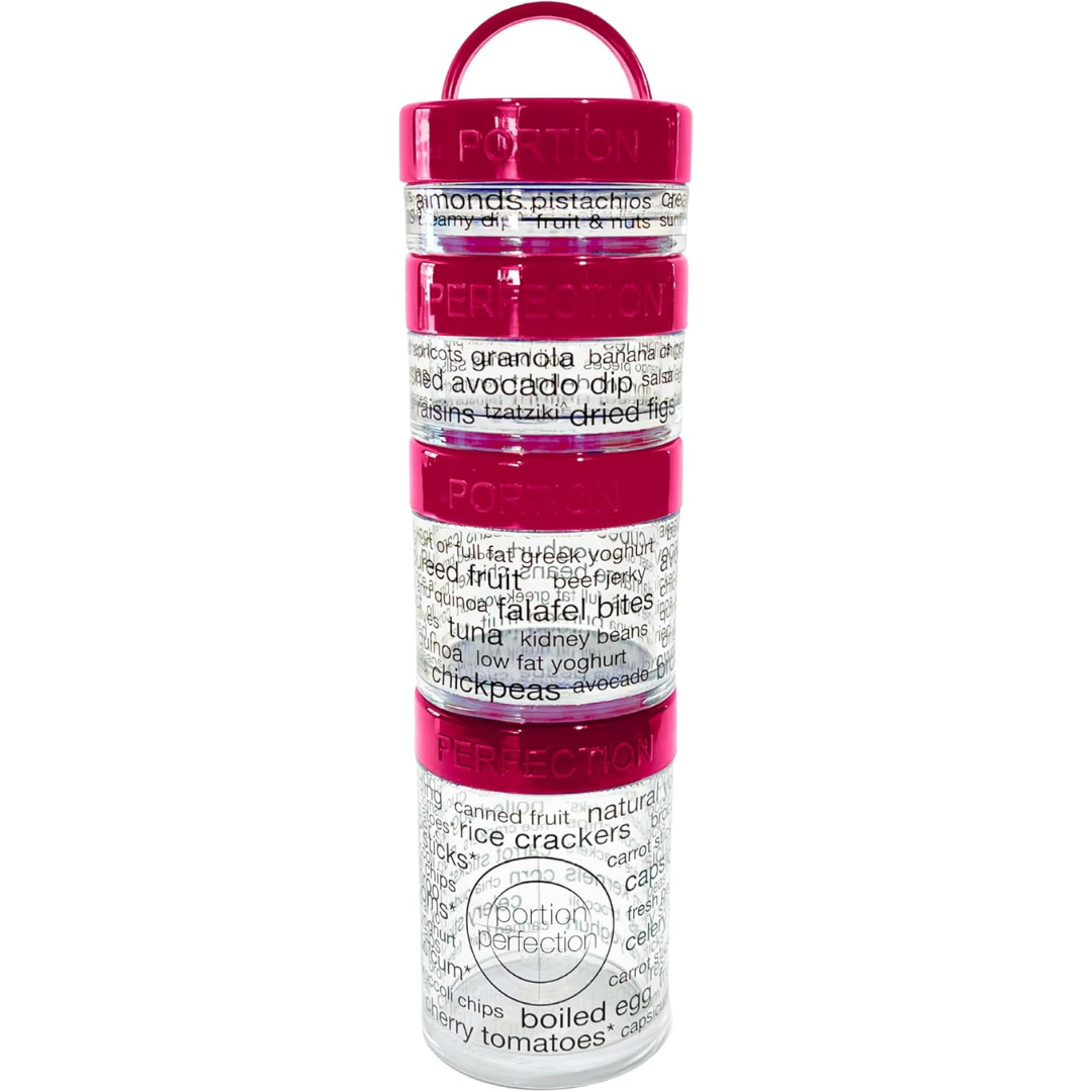 100-Calorie Snack Portion Control Containers - Stackable Set-Pink-State of Style