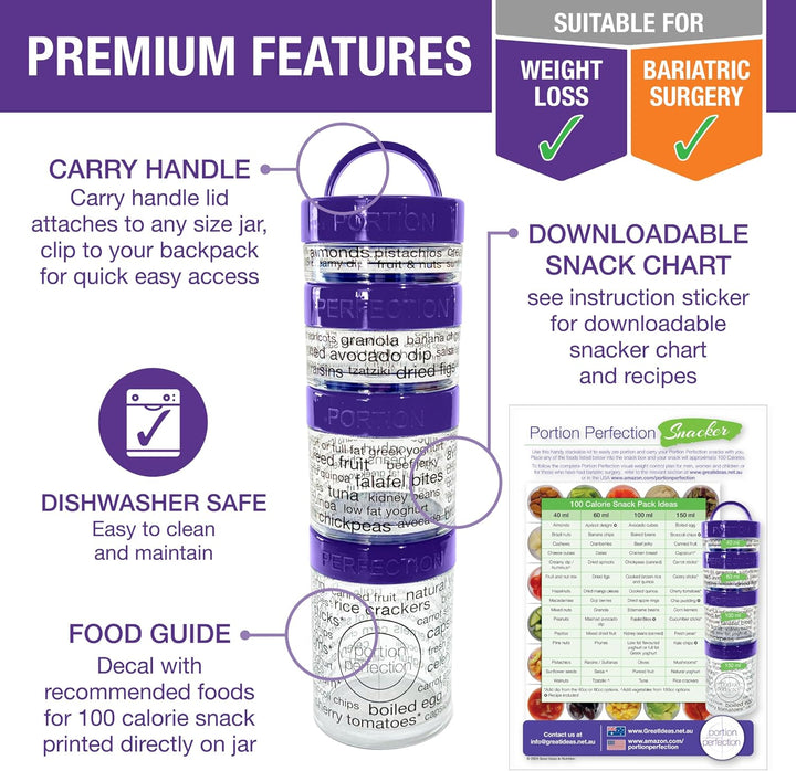 100-Calorie Snack Portion Control Containers - Stackable Set-Purple-State of Style