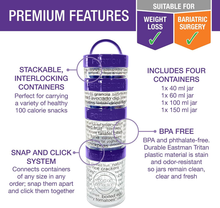 100-Calorie Snack Portion Control Containers - Stackable Set-Purple-State of Style
