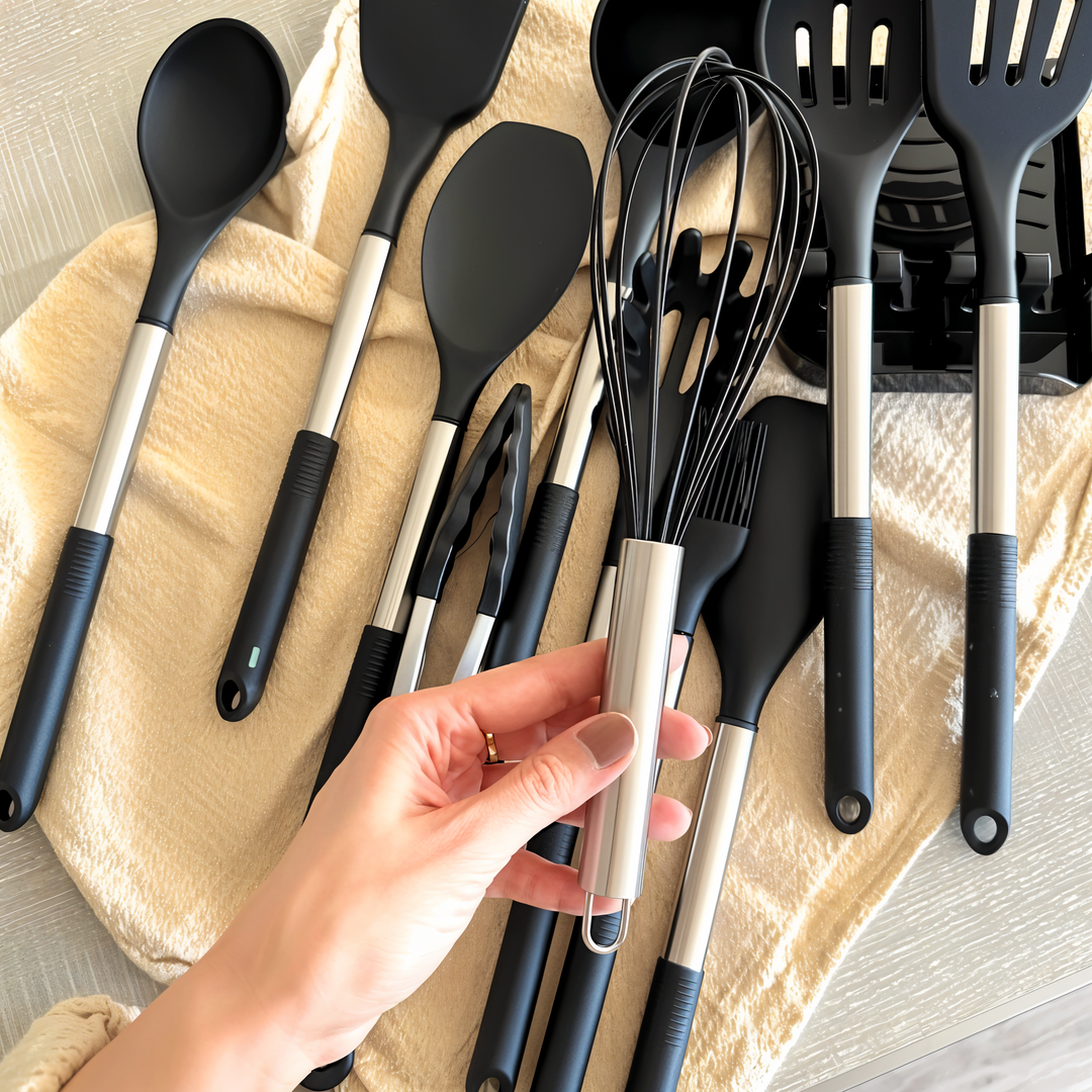 12-Piece Silicone Kitchen Utensil Set – Culinara Pro-Beige-State of Style