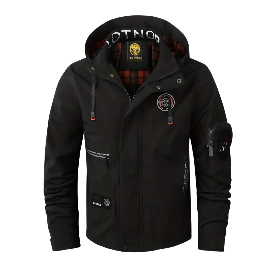 Men's outdoor jacket waterproof with hood & checked lining - Jorrit