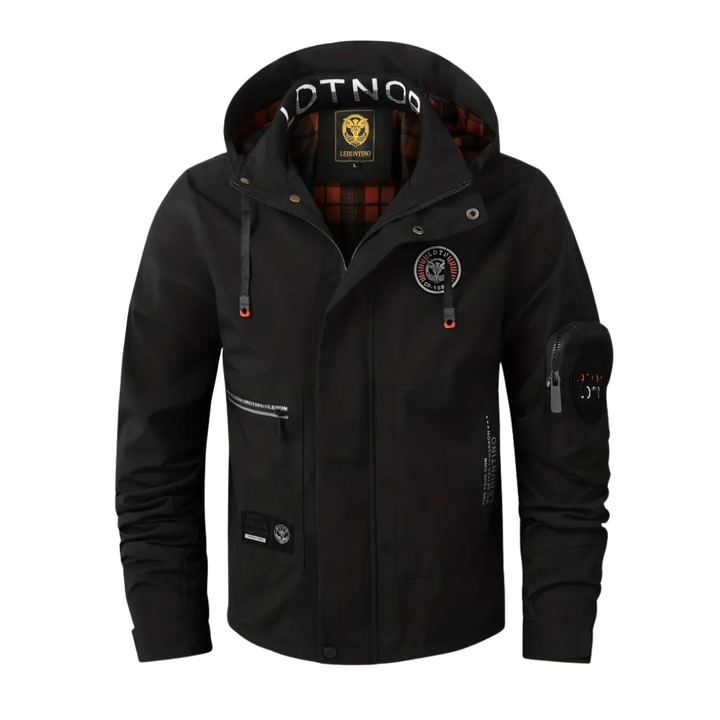 Men's outdoor jacket waterproof with hood & checked lining - Jorrit