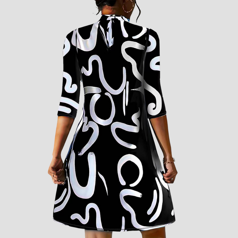 Ladies' mini dress with long sleeves & round neck – Elanora