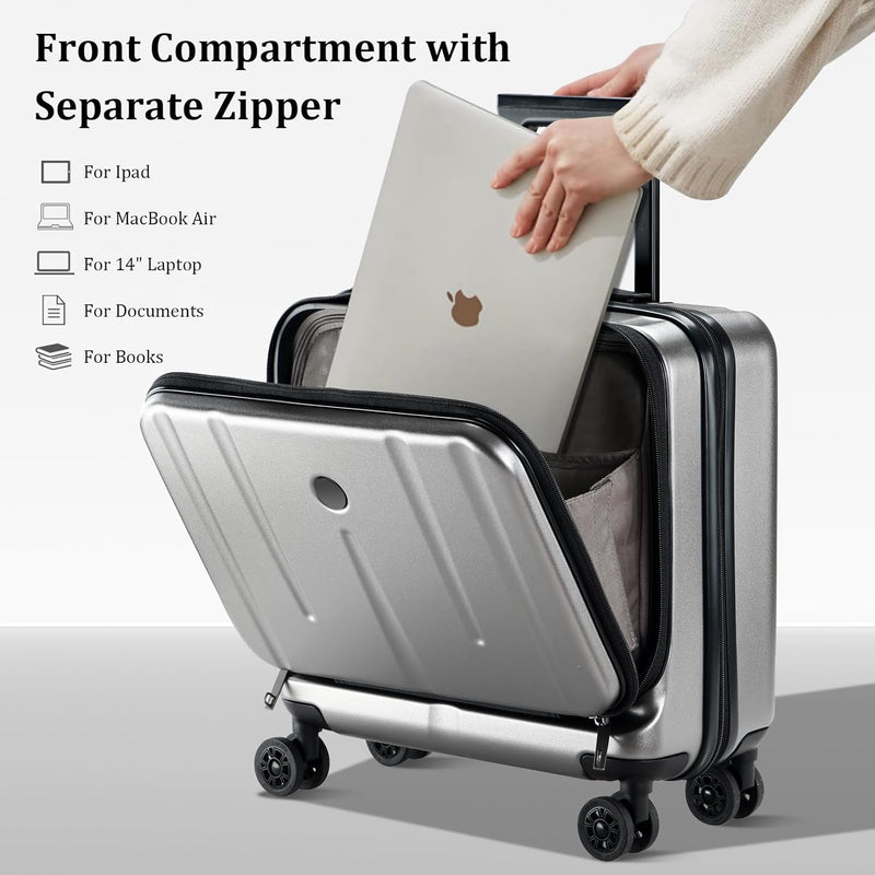 Compact 16-Inch Hardshell Carry-On with Laptop Compartments and TSA Lock