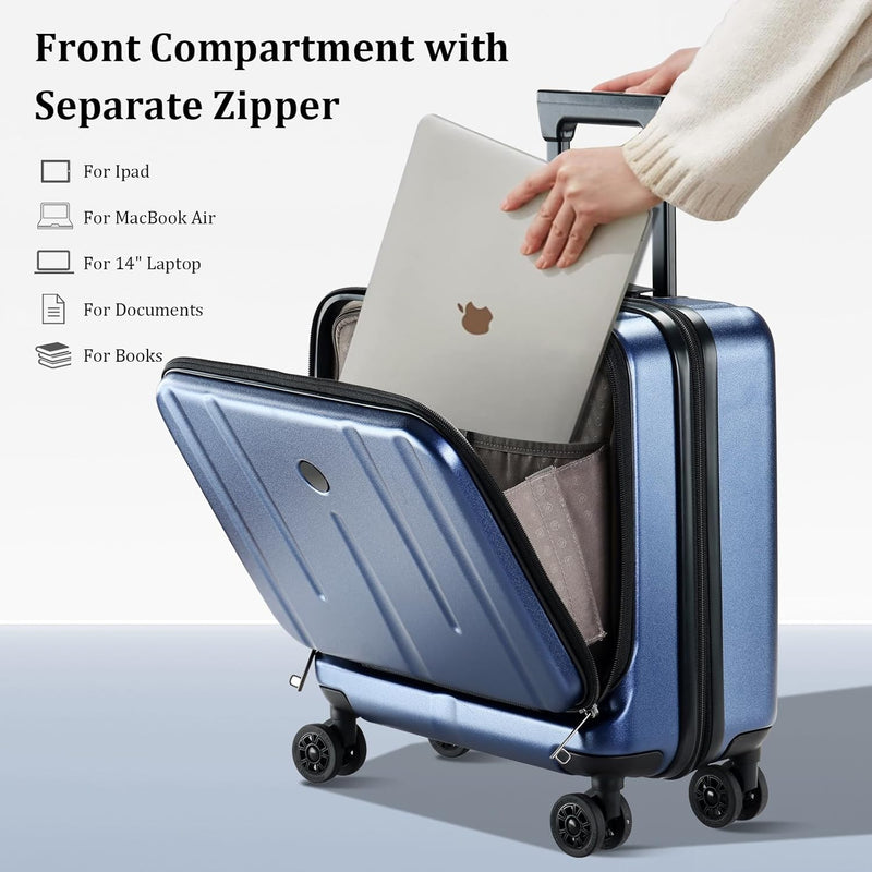 Compact 16-Inch Hardshell Carry-On with Laptop Compartments and TSA Lock