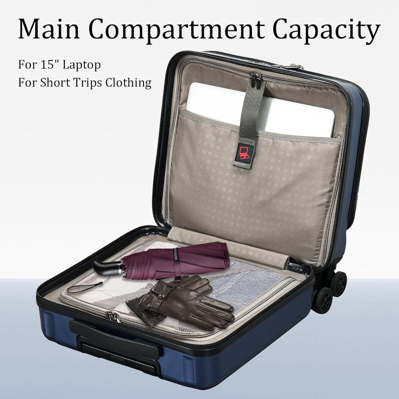 Compact 16-Inch Hardshell Carry-On with Laptop Compartments and TSA Lock