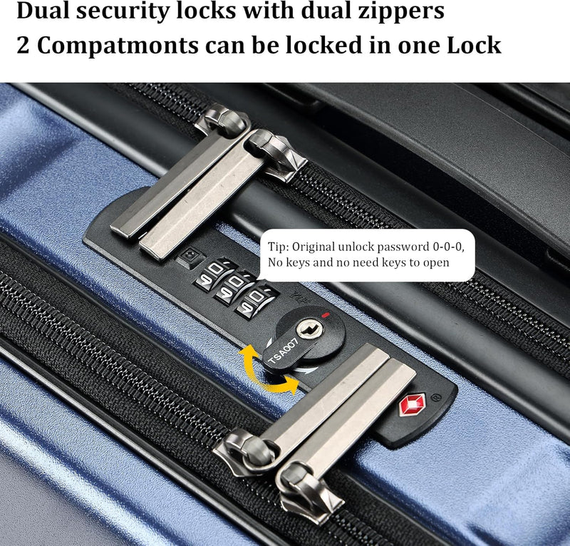 Compact 16-Inch Hardshell Carry-On with Laptop Compartments and TSA Lock