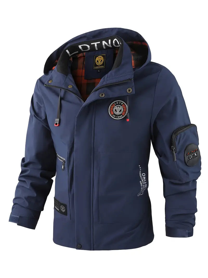 Light men's outdoor jacket, wind- and waterproof with hood – Torben