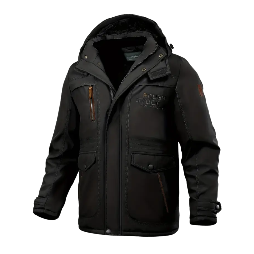 Men's winter jacket lined with plush & hood – Stellan