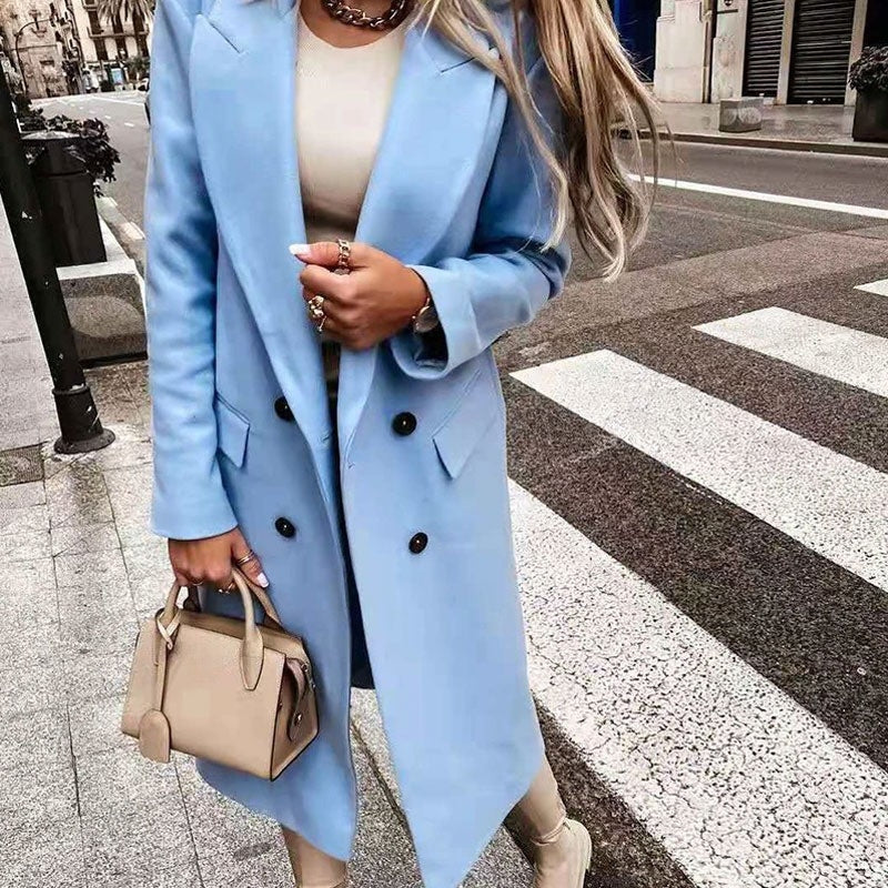 Long women's coat with button placket – Helena