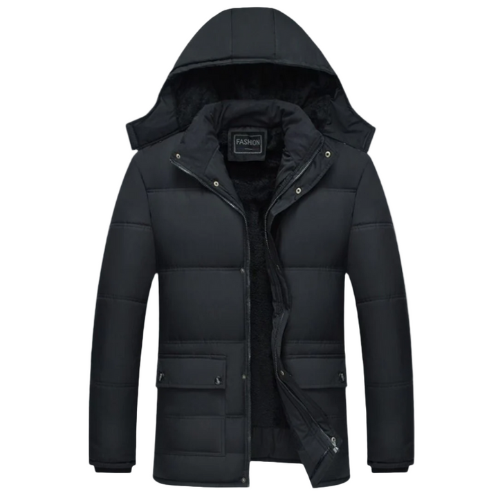 Black Padded Men's Winter Coat with Modern Cut – Leon