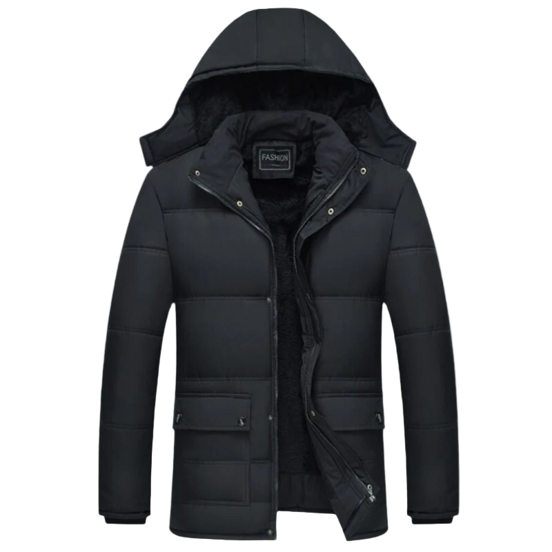 Black Padded Men's Winter Coat with Modern Cut – Leon