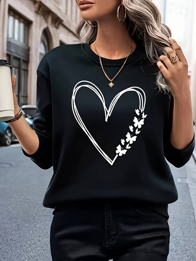 Ladies' pullover with heart print – Bonny