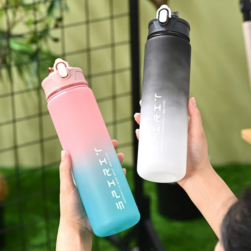 1L Large Capacity Leakproof Sports Water Bottle-Black White-State of Style