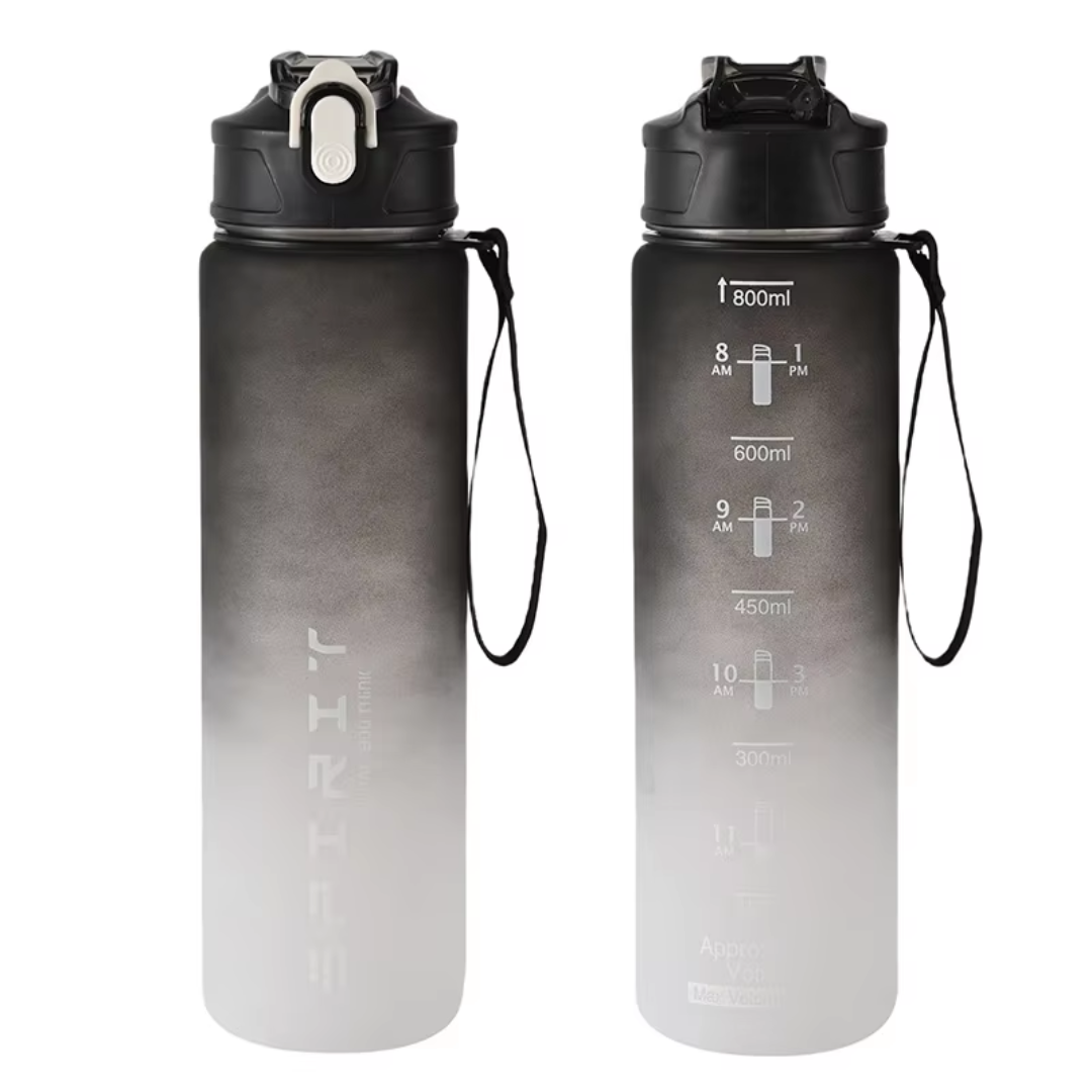 1L Large Capacity Leakproof Sports Water Bottle-Black White-State of Style