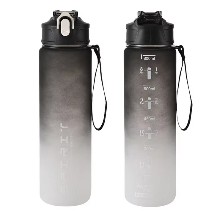 1L Large Capacity Leakproof Sports Water Bottle-Black White-State of Style