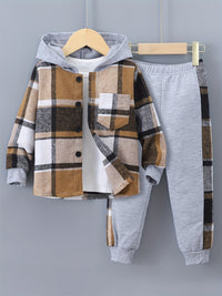2-Piece Boys' Set Jordy with Checkered Hoodie and Jogging Trousers-Mixed-2-3Y-State of Style