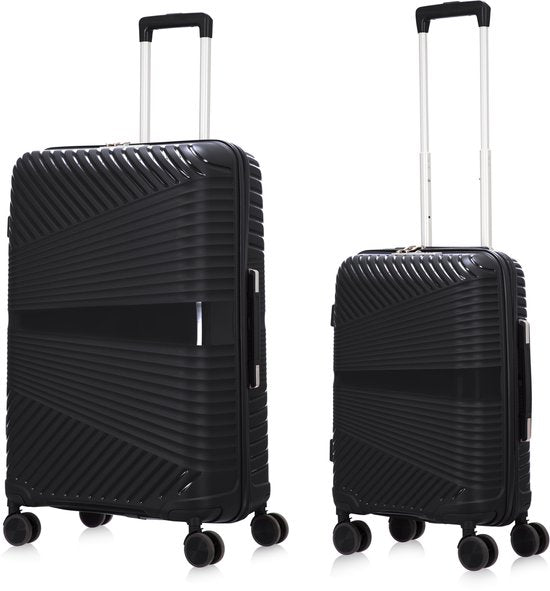 2-piece hard shell suitcase set – Valencia-Black-2x S (39 L)-State of Style