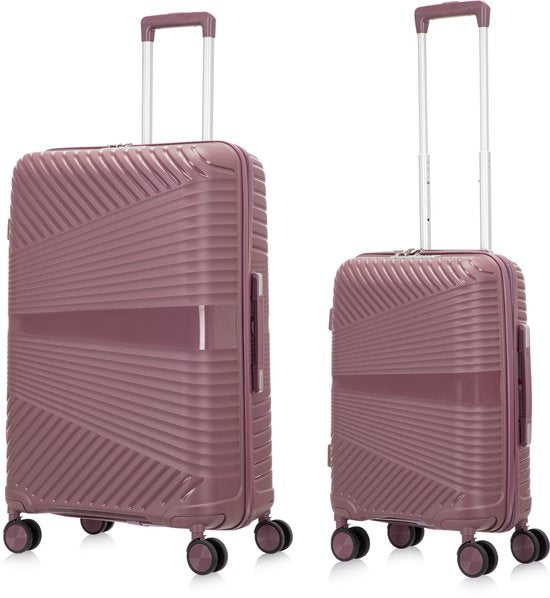 2-piece hard shell suitcase set – Valencia-Pink-2x S (39 L)-State of Style