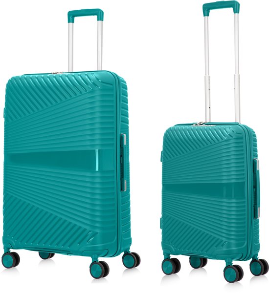2-piece hard shell suitcase set – Valencia-Turquoise-2x S (39 L)-State of Style