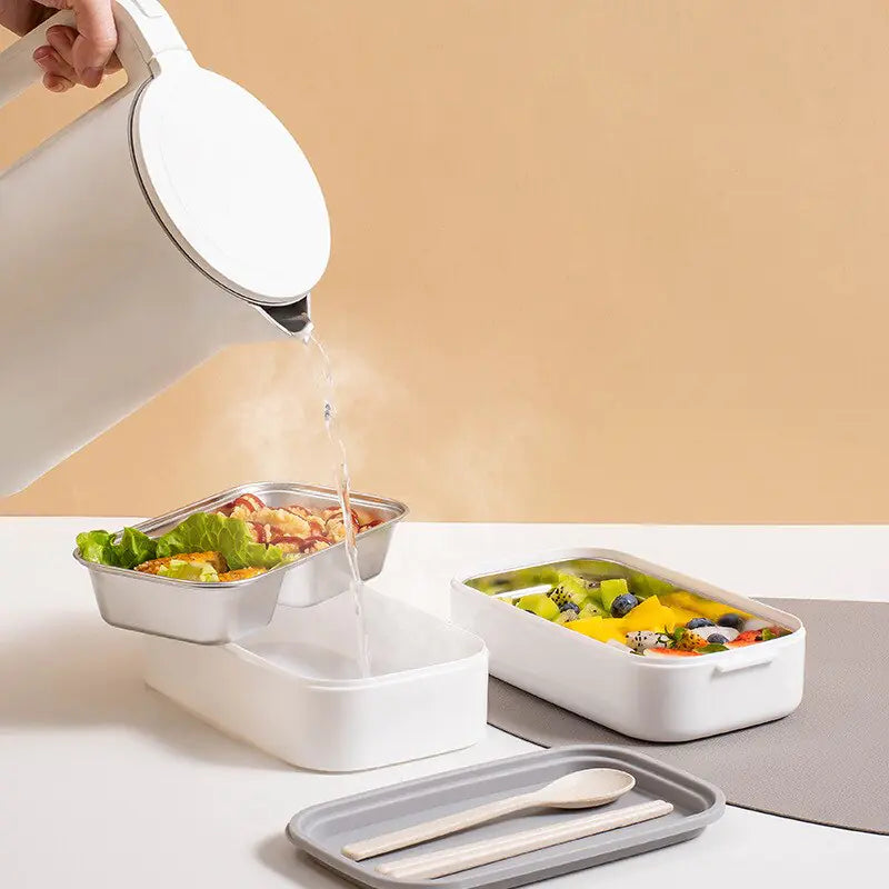 2-Tier Stainless Steel Bento Lunchbox - MealMate-White-State of Style