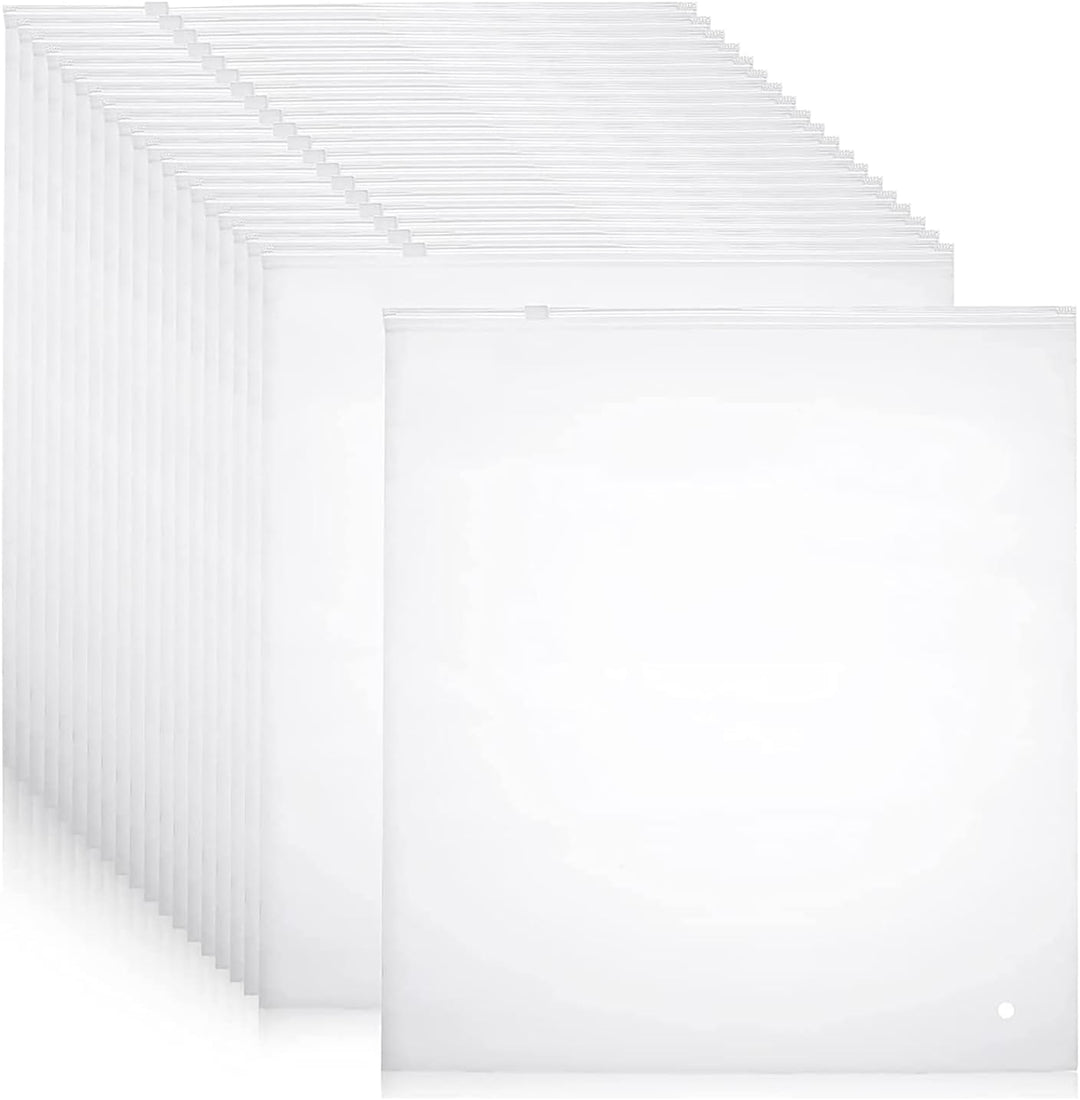 Multi-Purpose Frosted Zip Storage Bags – 20-Pack Plastic Garment Sleeves (Buy 2 Sets, Take 1 FREE)
