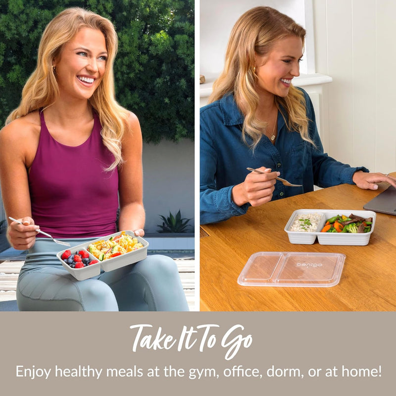 20-piece reusable 2-compartment food containers-Grey-State of Style