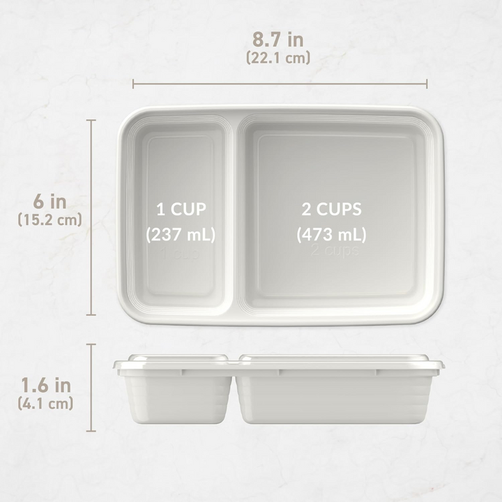 20-piece reusable 2-compartment food containers-Grey-State of Style