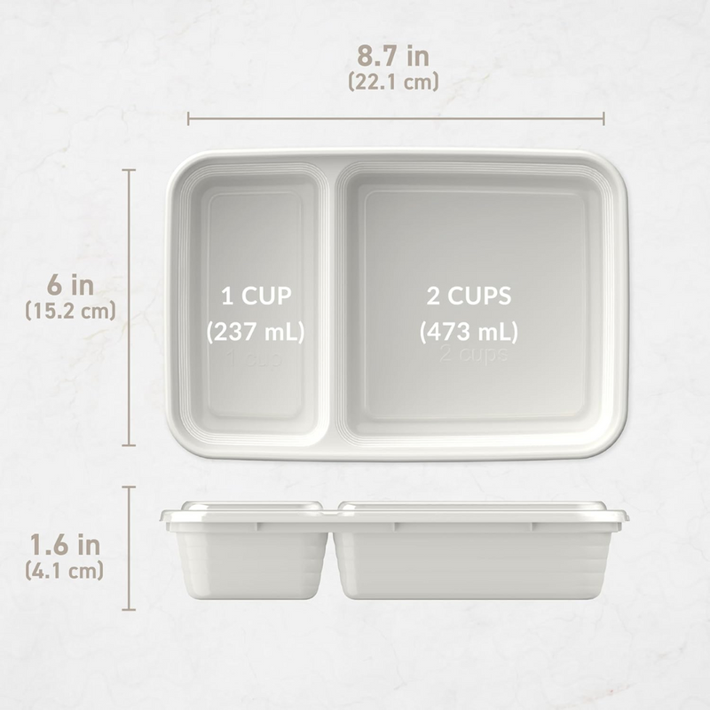 20-piece reusable 2-compartment food containers-Grey-State of Style