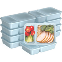 20-piece reusable 2-compartment food containers-Light Blue-State of Style