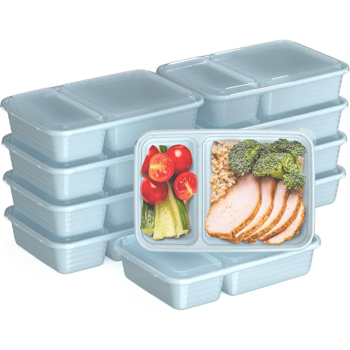 20-piece reusable 2-compartment food containers-Light Blue-State of Style