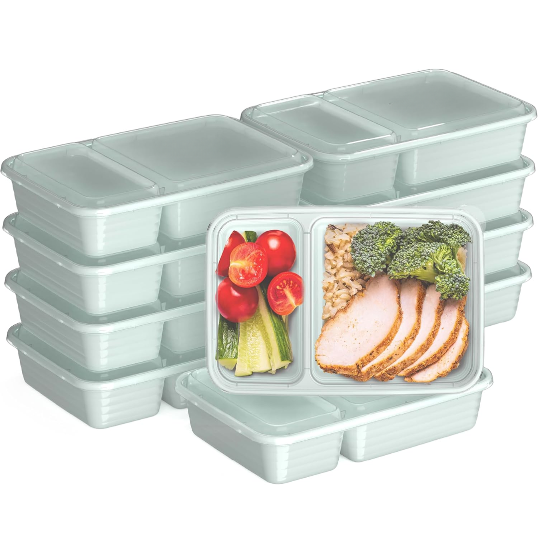 20-piece reusable 2-compartment food containers-Mint-State of Style