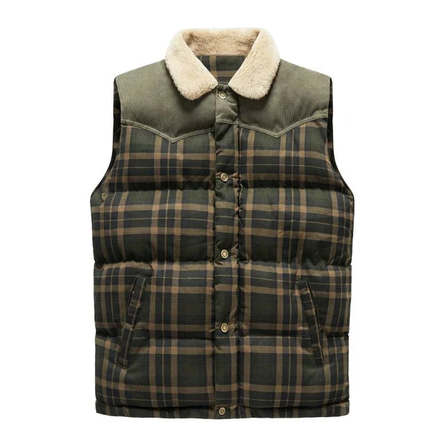 Men's Outdoor Gilet with Check Pattern & Stand Collar - Lennart