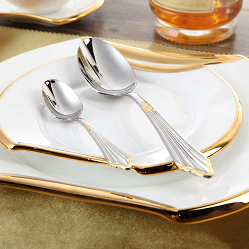 24- or 48-Piece Stainless Steel Cutlery Set with Gold Finish - GlowCut-24 Pieces-State of Style