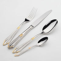 24- or 48-Piece Stainless Steel Cutlery Set with Gold Finish - GlowCut-24 Pieces-State of Style