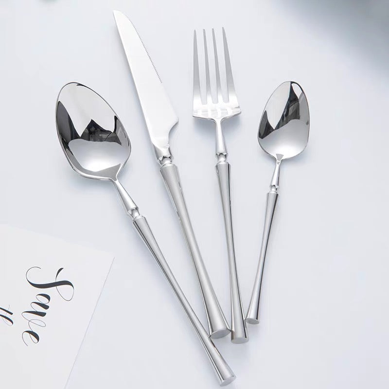 24-Piece Stainless Steel Cutlery Set – PureSet-Silver-State of Style