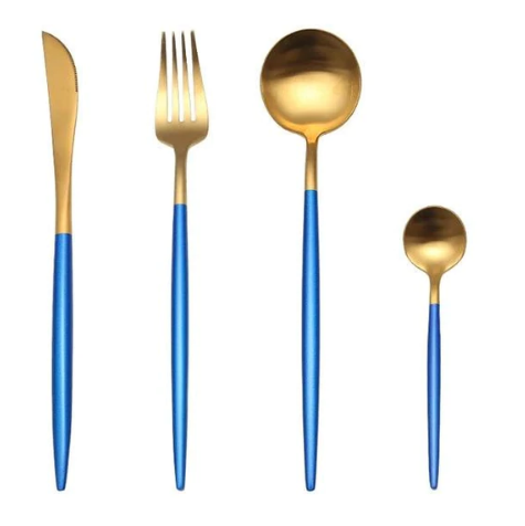 24-Piece Stainless Steel Gold-Silver Luxury Cutlery - RoyalGlow-Blue Gold-State of Style