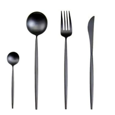 24-Piece Stainless Steel Gold-Silver Luxury Cutlery Set – RoyalGlow-Black-State of Style