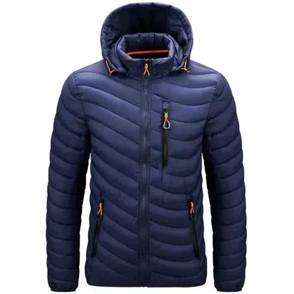 Men's water-repellent down jacket with detachable hood – Alaric