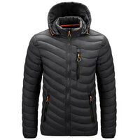Men's water-repellent down jacket with detachable hood – Alaric
