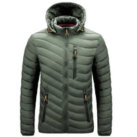 Men's water-repellent down jacket with detachable hood – Alaric