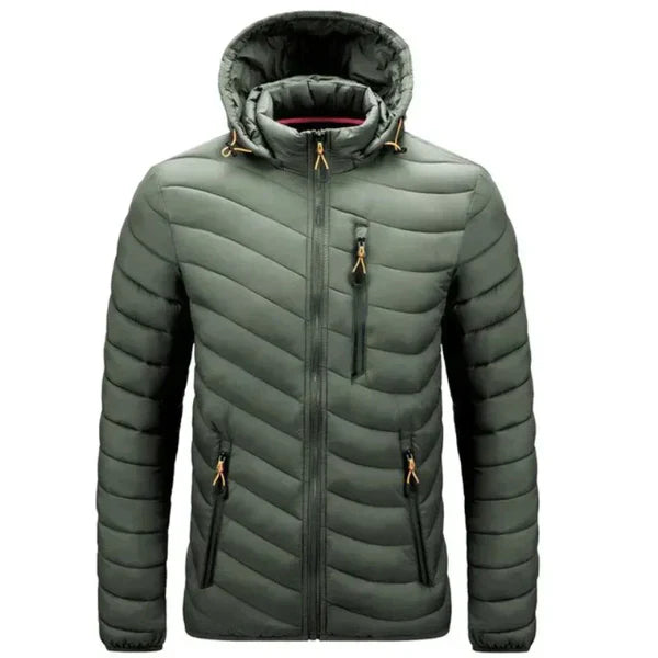 Men's water-repellent down jacket with detachable hood – Alaric