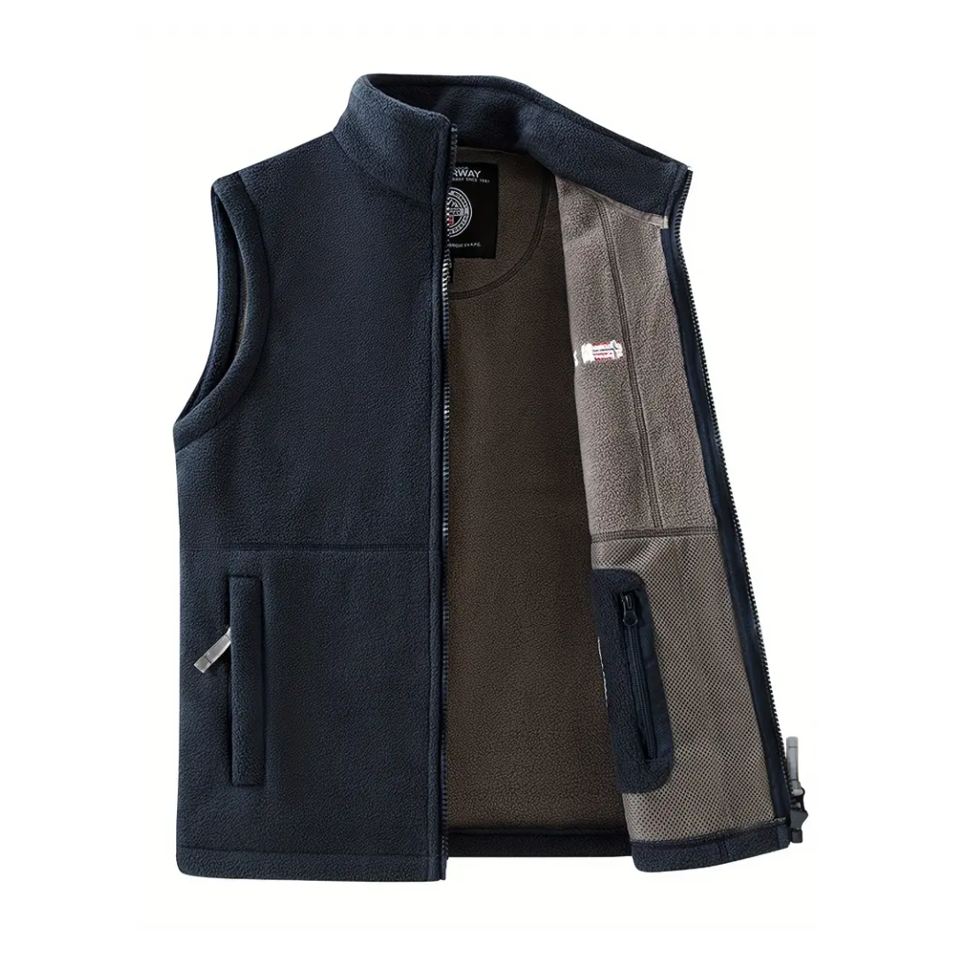 Men's Fleece Outdoor Gilet – Lined with Stand-up Collar – Kaspar